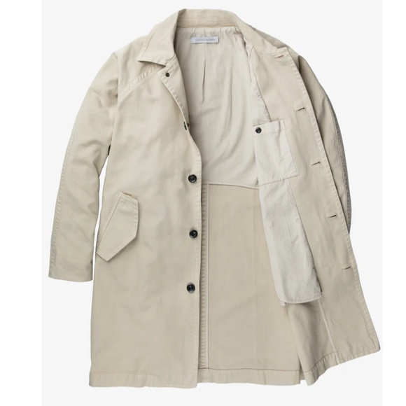 Outerknown Century Car Coat Mens Latte Canvas Trench Over Coat 100% Cotton S NEW - Picture 3 of 10